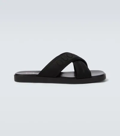 Gucci Logo Jacquard Sandals In Black