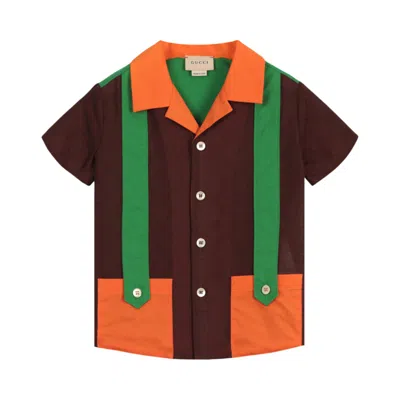 Pre-owned Gucci Logo Jacquard Shirt 'brown' | Kid's Size 4