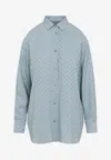 Gucci Womens Aqueous Monogram Relaxed-fit Silk Shirt In Blue