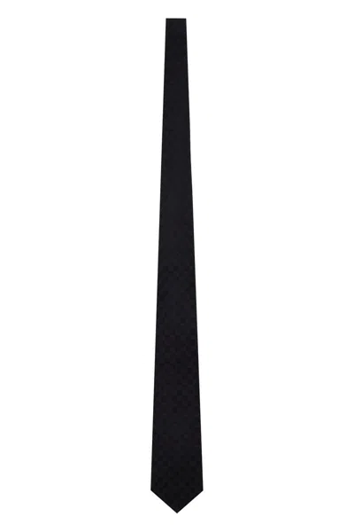 Gucci Logo-jacquard Silk Tie In Black