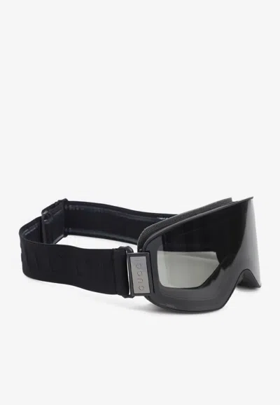 Gucci Logo Jacquard Ski Goggles In Black