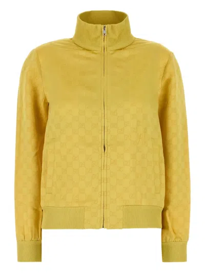 Gucci Logo Jacquard Sweatshirt In Yellow