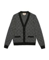 Gucci Logo-jacquard Wool Cardigan In Gray