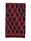 Gucci Wool Jacquard Scarf In Blue