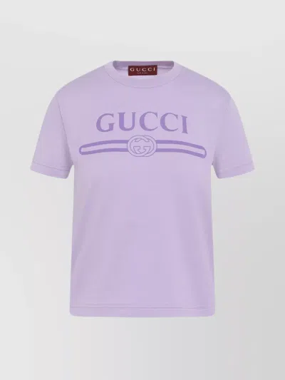 GUCCI LOGO JERSEY COTTON CREWNECK T-SHIRT