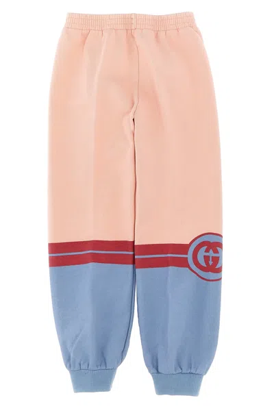 Gucci Color Block Cotton Joggers In Pink