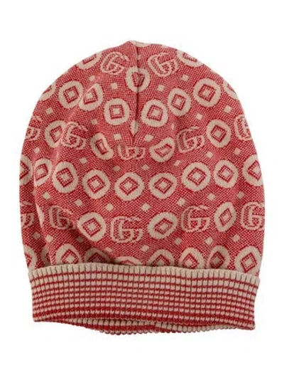 Pre-owned Gucci Logo Knit Beanie W/ Tags In Red