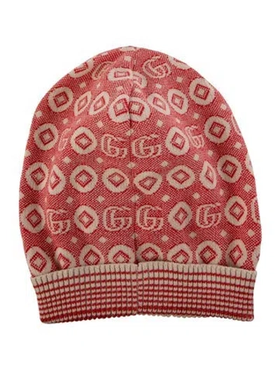 Pre-owned Gucci Logo Knit Beanie W/ Tags In Red
