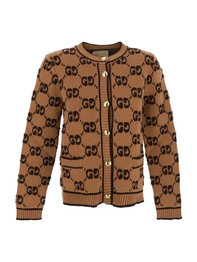 Gucci Logo Knit In Camel