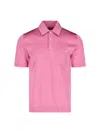 Gucci Pink Polo Shirt With Chest Pocket And Embroidered Logo On The Front In Fine Silk Knit Man In Pink