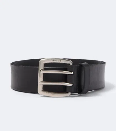 Gucci Logo Leather Belt In Black
