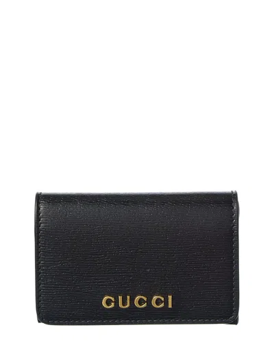 Gucci Logo Leather Card Case In Black