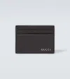 Gucci Black Card-holder With Logo Detail In Hammered Leather Man In Black