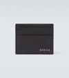 Gucci Black Card-holder With Logo Detail In Hammered Leather Man In Black