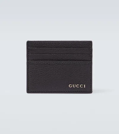 Gucci Logo Leather Card Holder In Black