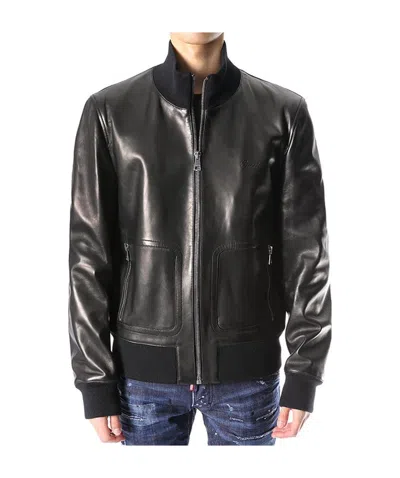 Gucci Logo Leather Jacket In Black