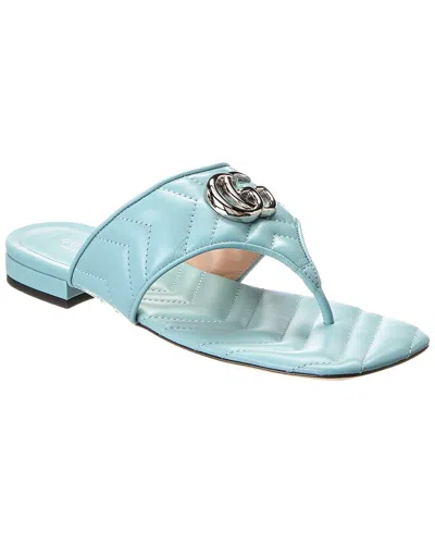 Gucci Logo Leather Sandal In Blue
