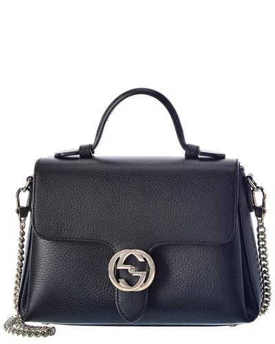 Gucci Logo Leather Shoulder Bag In Black