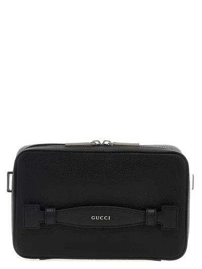 GUCCI GUCCI LOGO LEATHER SHOULDER STRAP