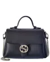 Gucci Logo Leather Top Handle Bag In Black