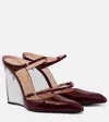 Gucci Logo Leather Wedges In Burgundy