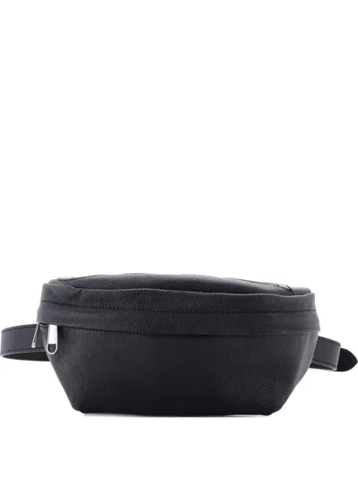 Pre-owned Gucci Logo Leather With Gg Coated Canvas Belt Bag In Black