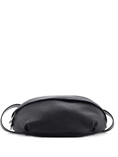 Pre-owned Gucci Logo Leather With Gg Coated Canvas Belt Bag In Black