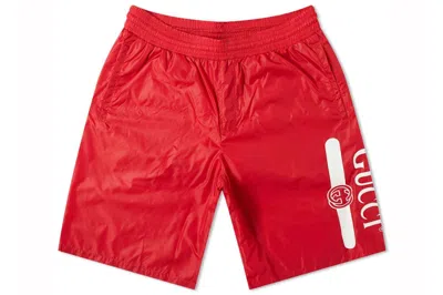 Pre-owned Gucci Logo Leg Swim Shorts Red