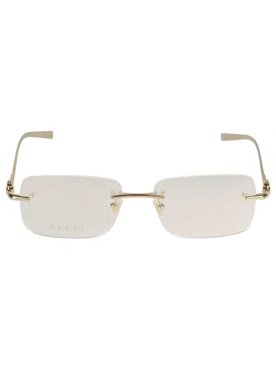 Gucci Logo Lens Rimeless Frame In Gold-gold-transparent