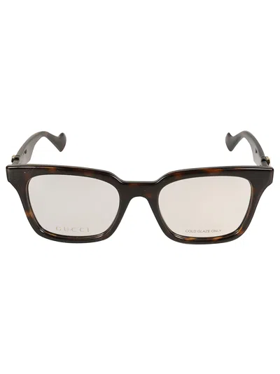 Gucci Logo Lens Square Frame In Brown