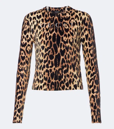 Gucci Logo Leopard-print Cotton Jersey T-shirt In Multi