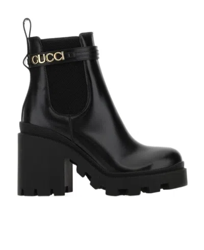 Gucci Logo-lettering 70mm Ankle Boots In Black