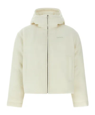 Gucci Logo Lettering Bomber Jacket In White