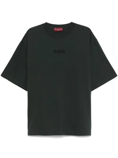 Gucci Logo-lettering Cotton T-shirt In Black