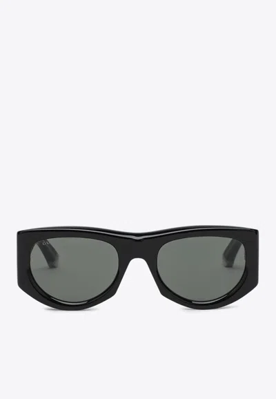 Gucci Logo Lettering Geometric Sunglasses In Gray