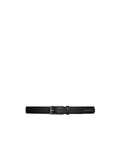 Gucci Logo-lettering Leather Belt In Black