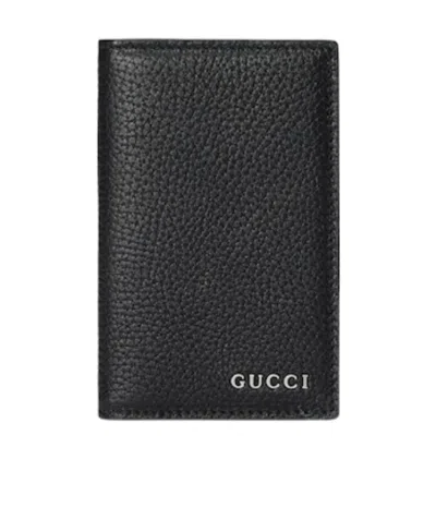 Gucci Logo-lettering Leather Cardholder In Black