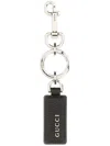 Gucci Men Gg Supreme Fabric Ophidia Keyring In Black