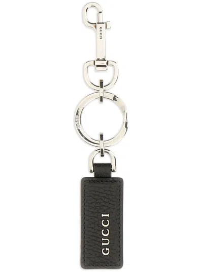 Gucci Men Gg Supreme Fabric Ophidia Keyring In Black