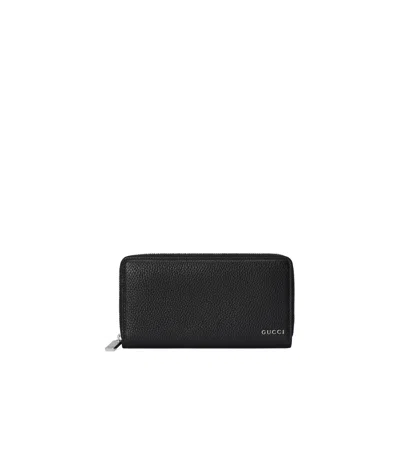 Gucci Logo-lettering Leather Wallet In Black