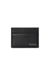 Gucci Black Card-holder With Logo Detail In Hammered Leather Man In Black