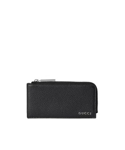 Gucci Logo-lettering Leather Wallet In Black