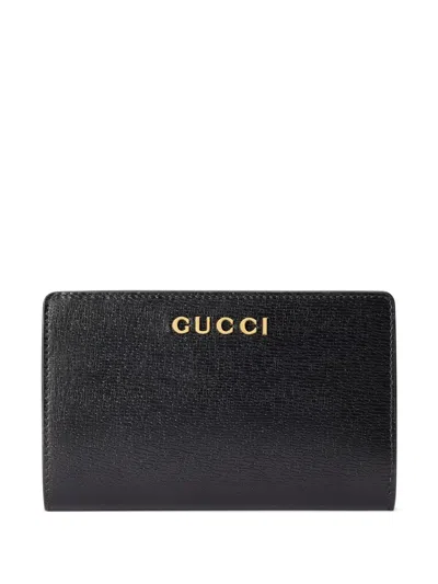 Gucci Logo-lettering Leather Wallet In Schwarz