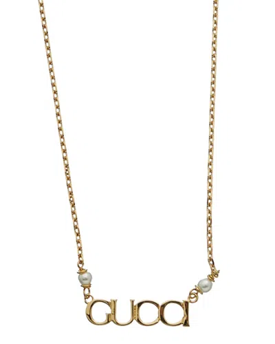 Gucci Logo Lettering Necklace In Gold