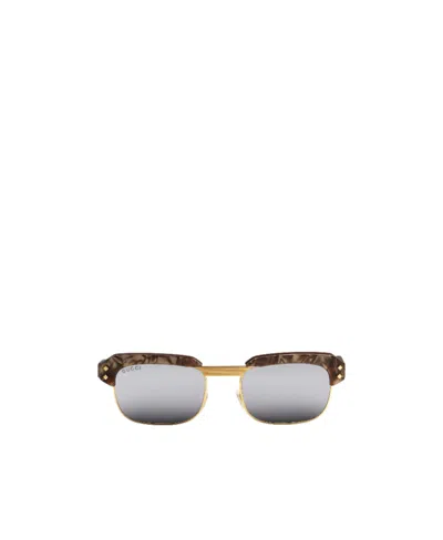 Gucci Logo-lettering Rectangular-frame Sunglasses In Gray