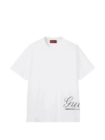 Gucci Logo Lettering Ribbed T-shirt In Brown