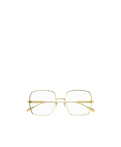 Gucci Logo-lettering Square-frame Glasses In Nude