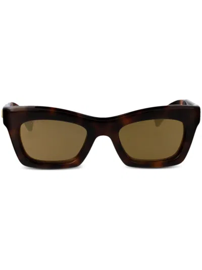 Gucci Logo-lettering Sunglasses In 褐色