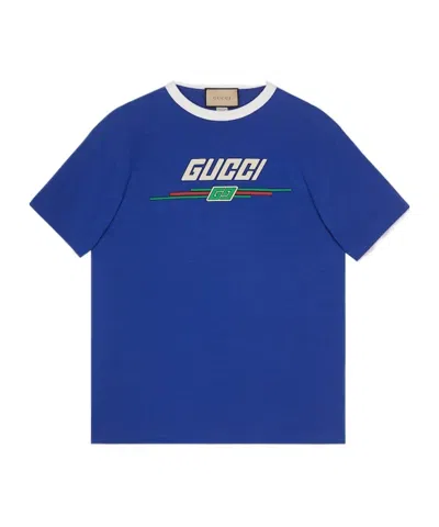Gucci Logo Logo Short-sleeved T-shirt In Blue