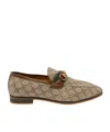 Gucci Horsebit Gg-canvas Loafers In Brown